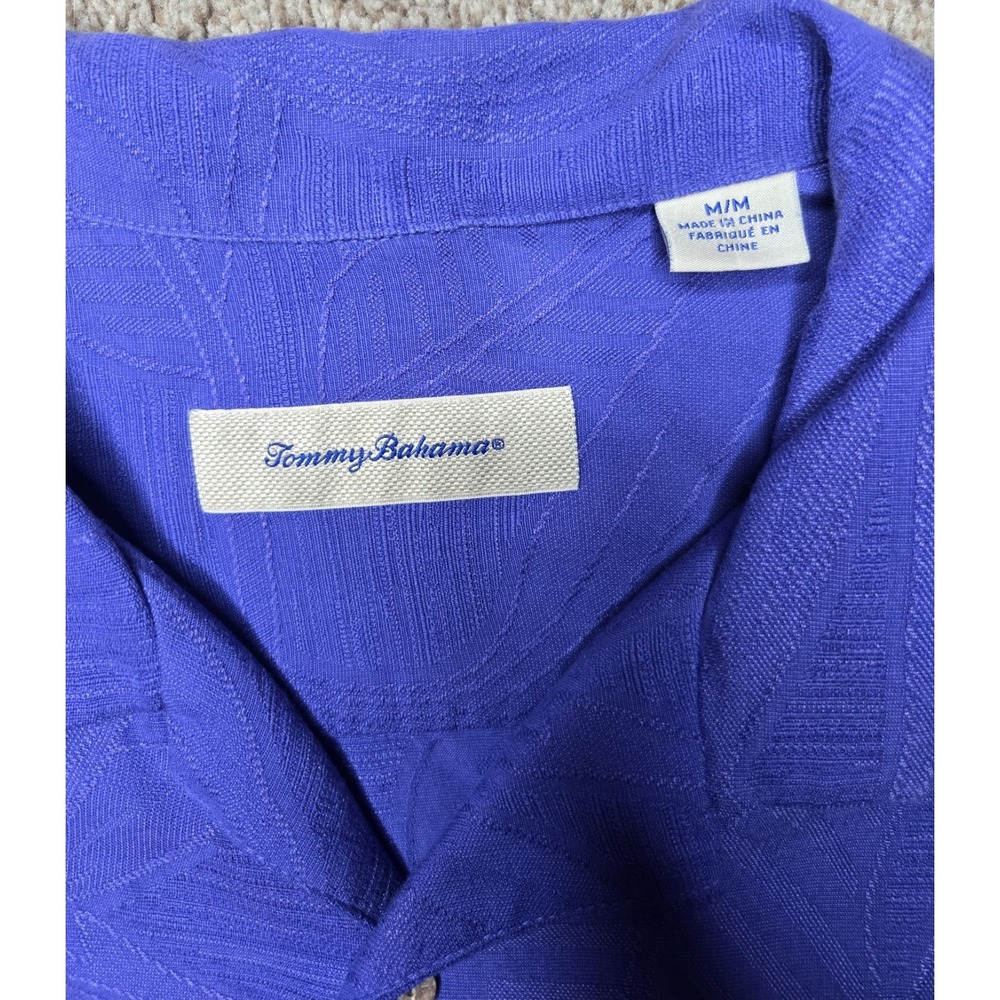 Tommy Bahama Men's Blue Leaf Woven Short Sleeve Button-Up Shirt Pocket M - Picture 2 of 6